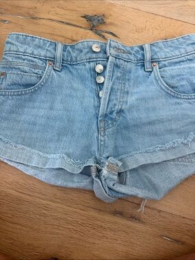Free People Light Wash High-Rise Denim Shorts